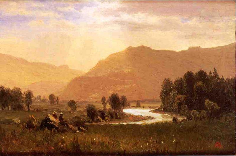 Albert Bierstadt Figures_in_a_Hudson_River_Landscape china oil painting image
